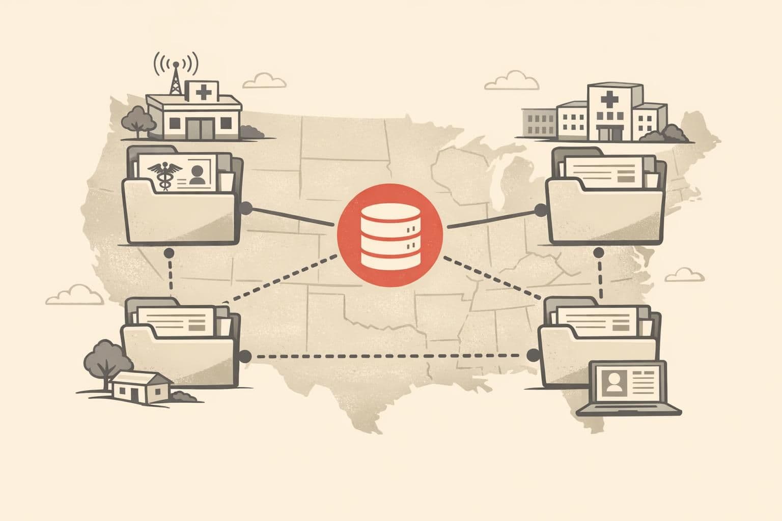 Provider folders connected across a network