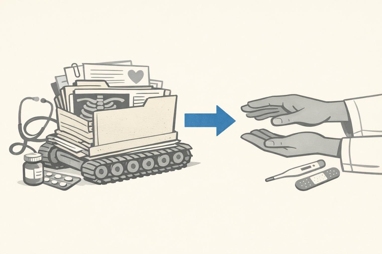 Tracked medical records and a handoff marker