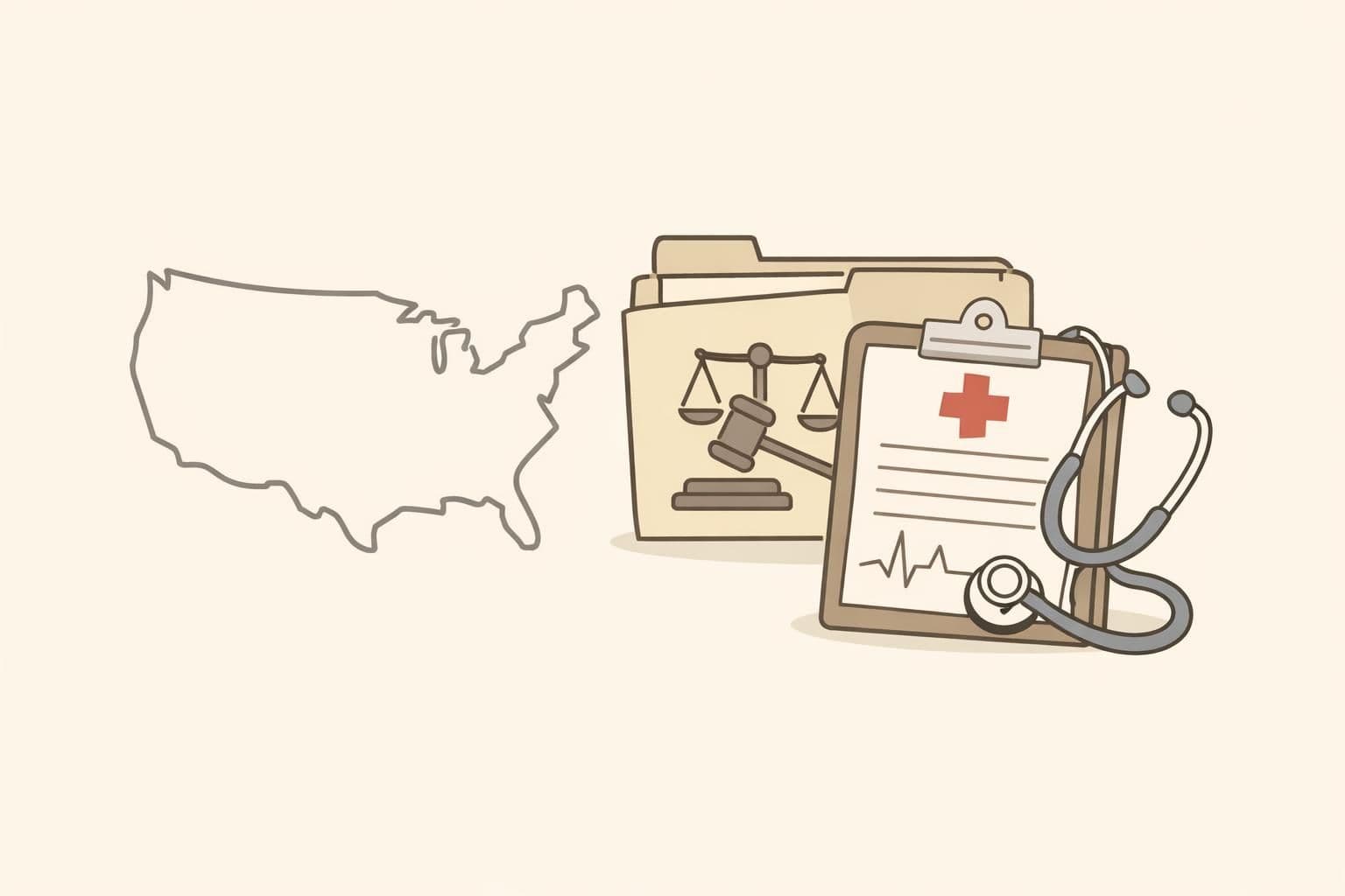 A US outline beside legal records